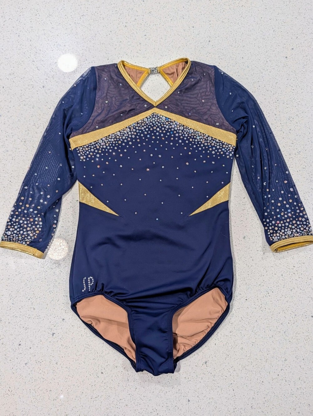 OLIVIA DUNNE Replica Sylvia P gymnastics dance Leotard AXS Extra Small Blue Gold